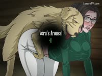 Beastiality cartoon dog licking the pussy of her owner